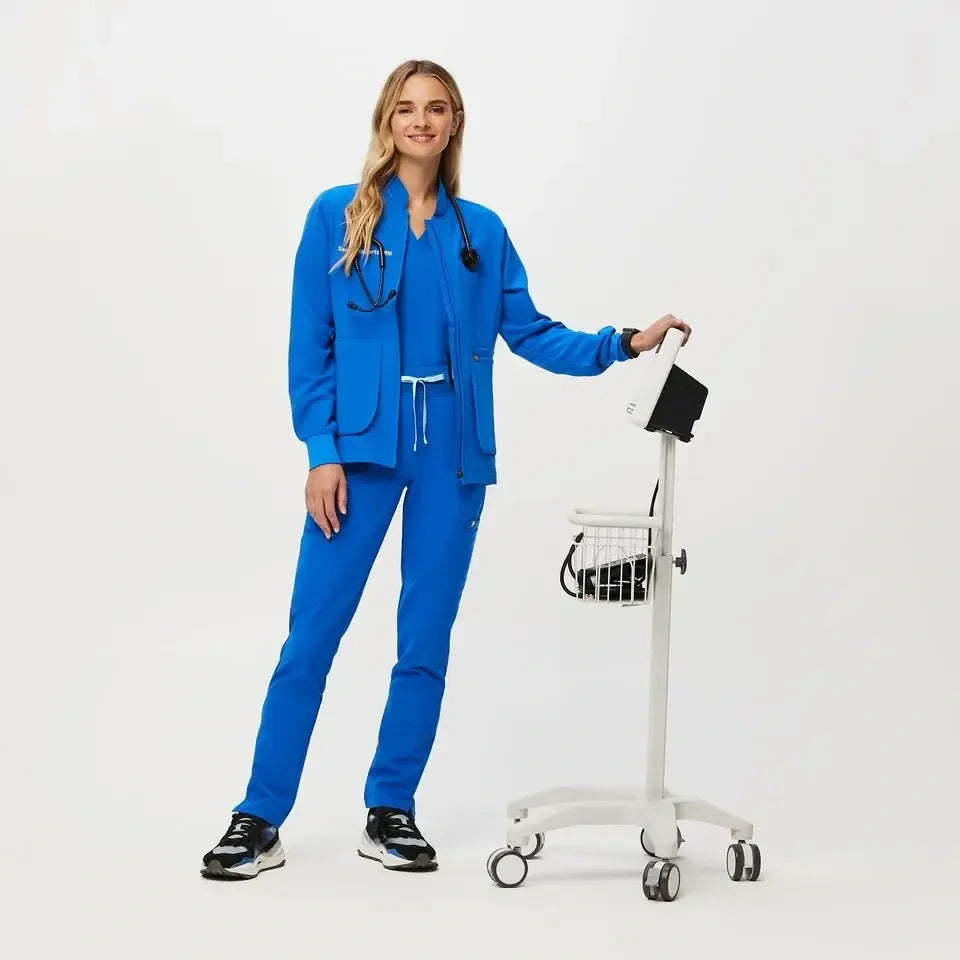 Women's High Waisted Skinny Scrub Pants - Royal Blue