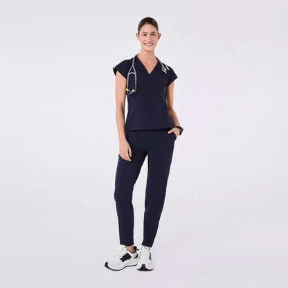 Women's  Slim Peplum Scrub Top - Navy
