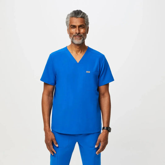 Men's  Three-Pocket Scrub Top - Royal Blue