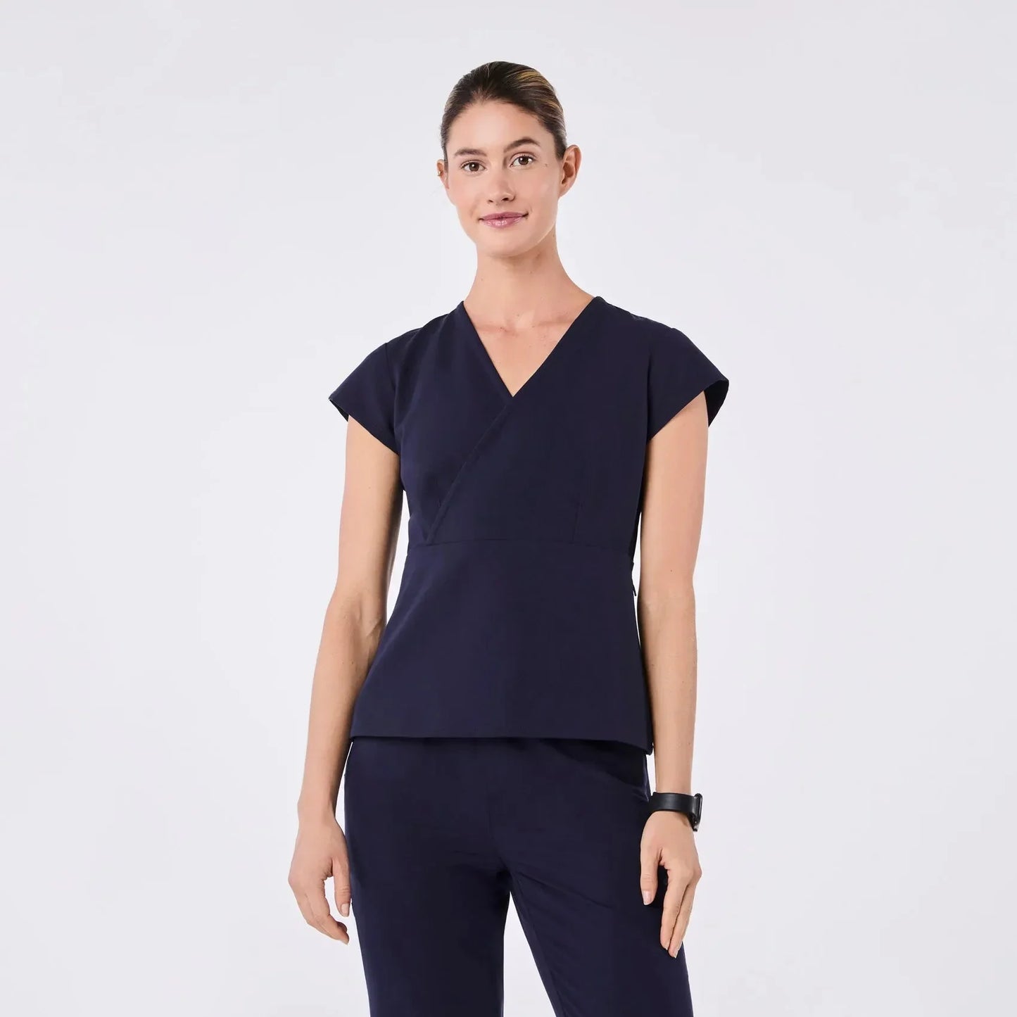 Women's  Slim Peplum Scrub Top - Navy