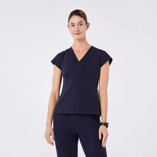 Women's  Slim Peplum Scrub Top - Navy