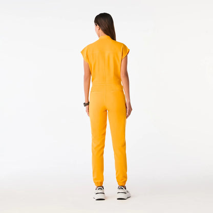 Women's  Cargo ScrubJumpsuit - Emergency Yellow