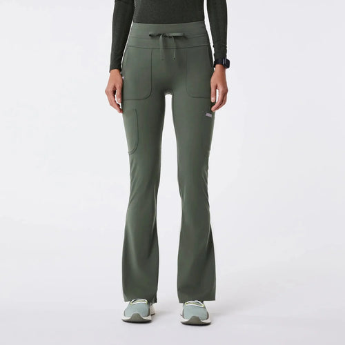 Women's High Waisted Flare ScrubLegging - Moss