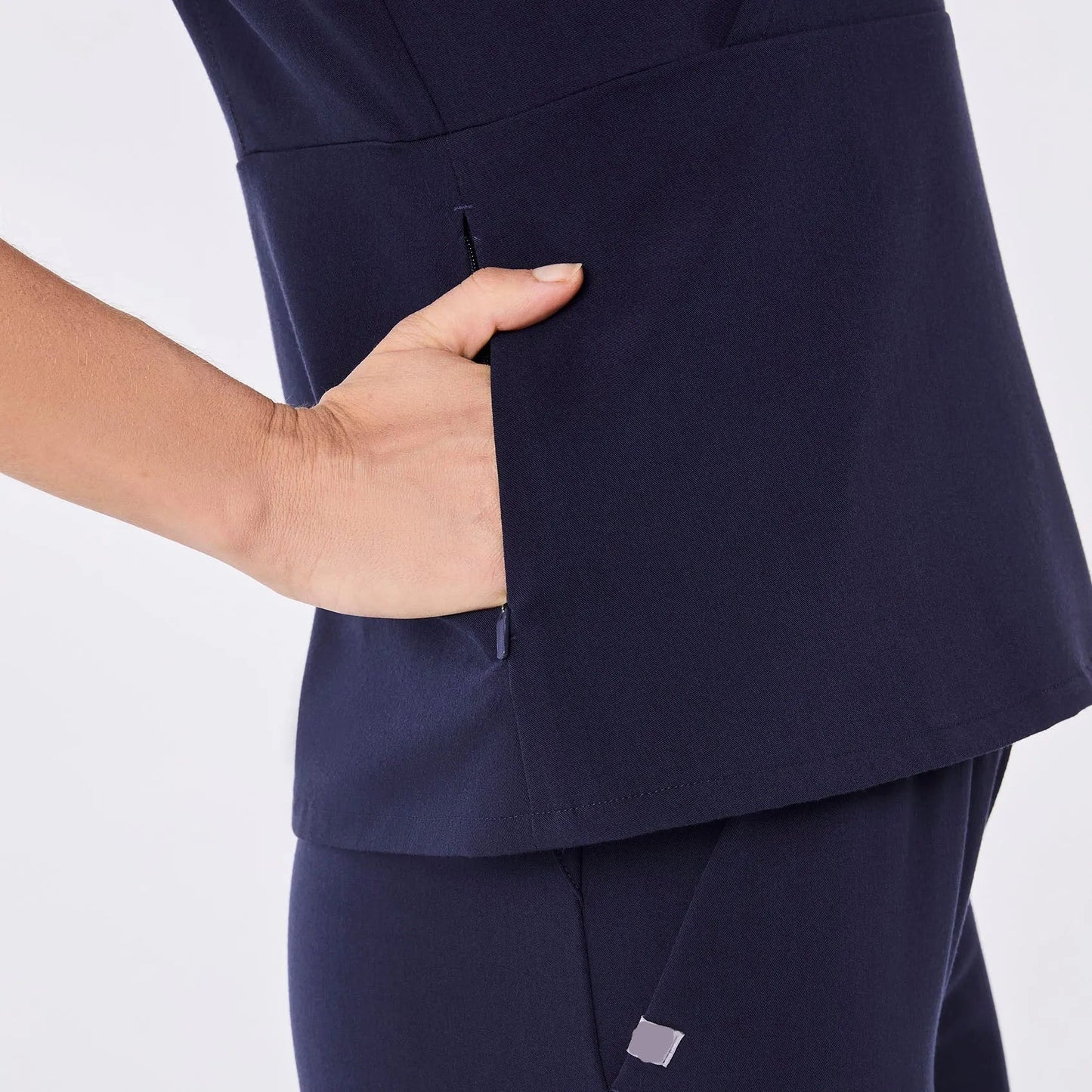 Women's  Slim Peplum Scrub Top - Navy