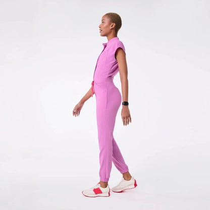 Women's Cargo ScrubJumpsuit- Pink Cloud
