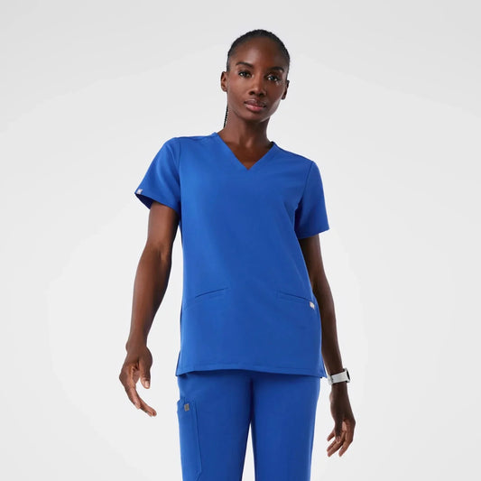 Women's Three-Pocket Scrub Top; - Winning Blue