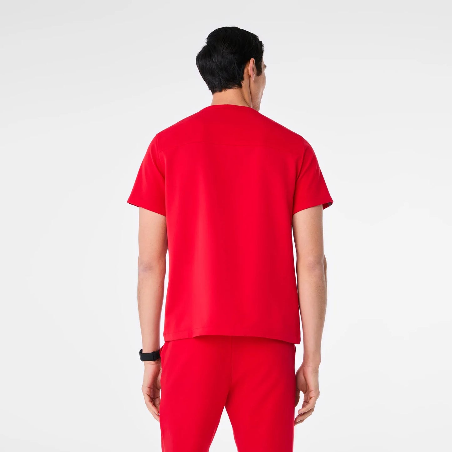 Men's Henley Scrub Top - Pop Red