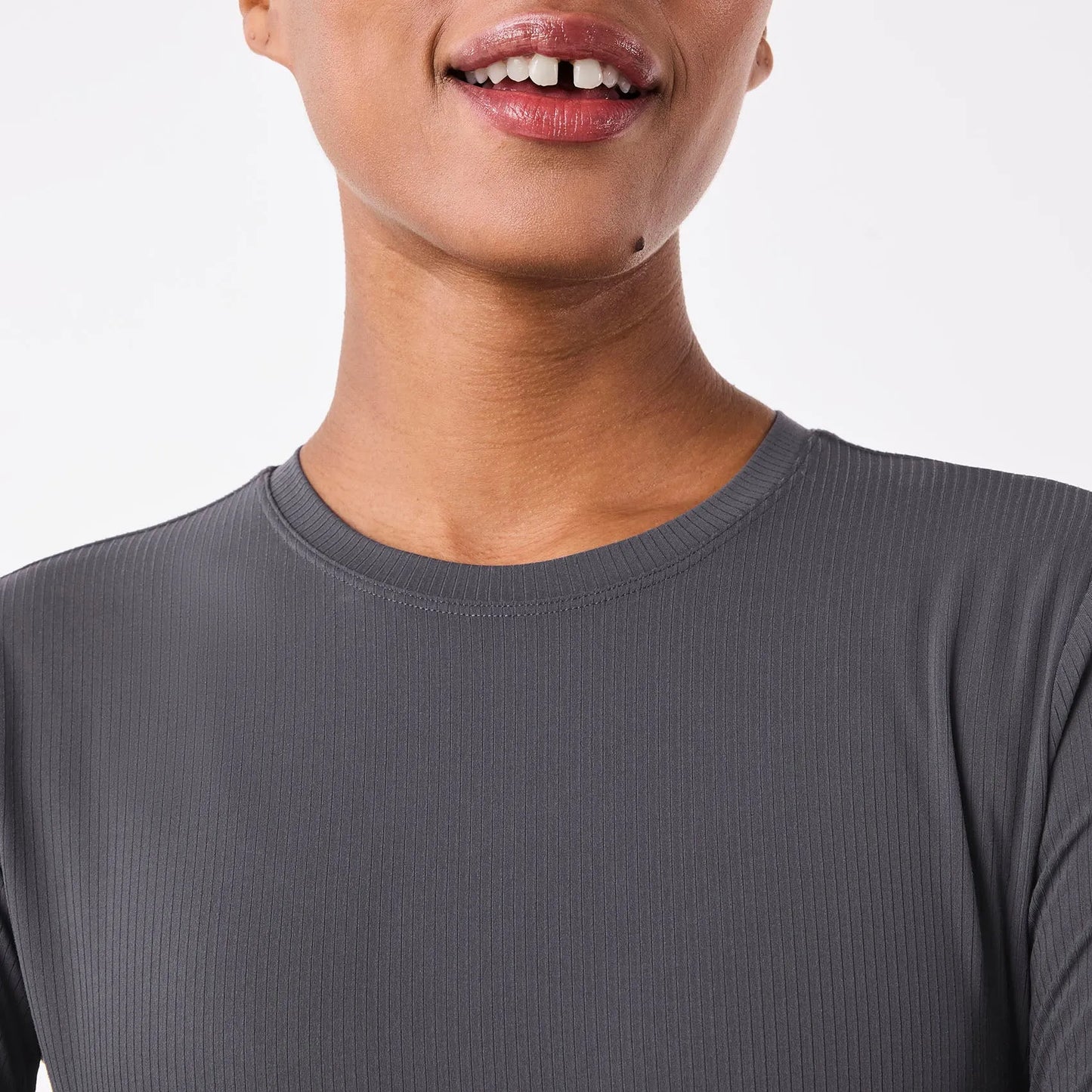 Women's Ribbed Longsleeve Underscrub - Charcoal