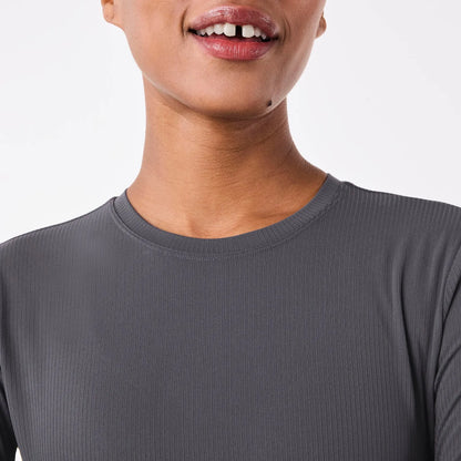 Women's Ribbed Longsleeve Underscrub - Charcoal