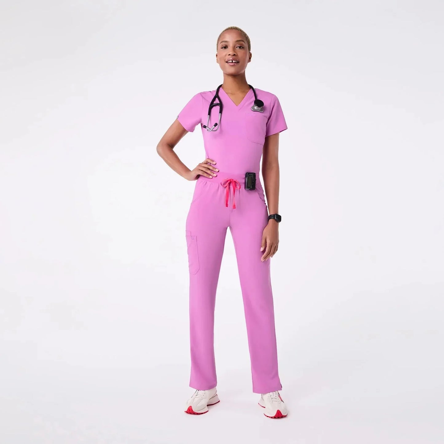 Women's Cargo Scrub Pants- Pink Cloud