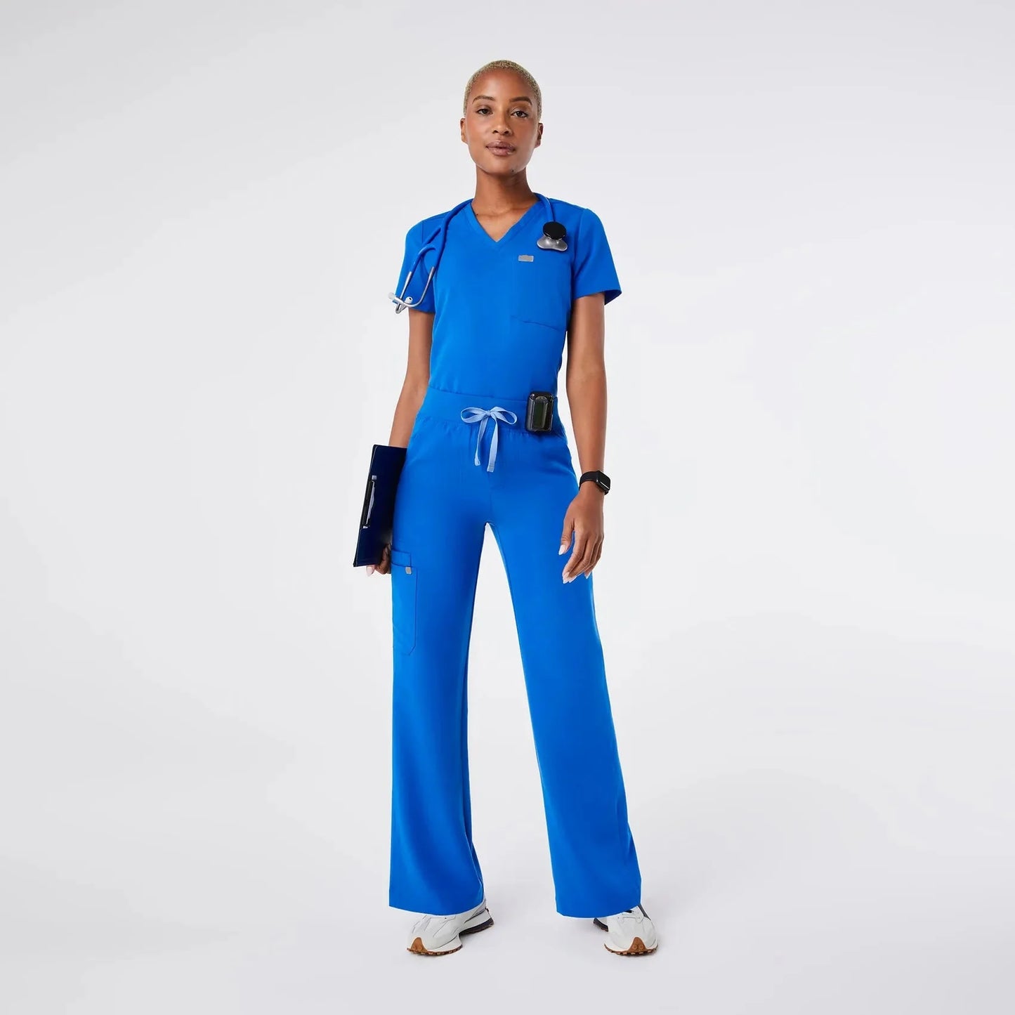 Women's High Waisted Isabel Wide Leg Scrub Pants - Royal Blue