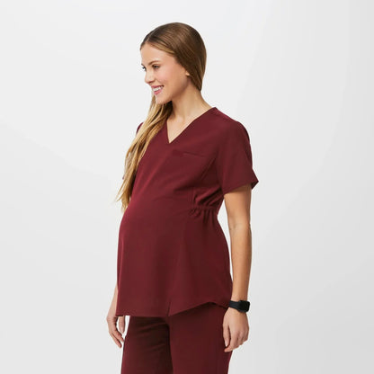 Women's Maternity Scrub Top - Burgundy