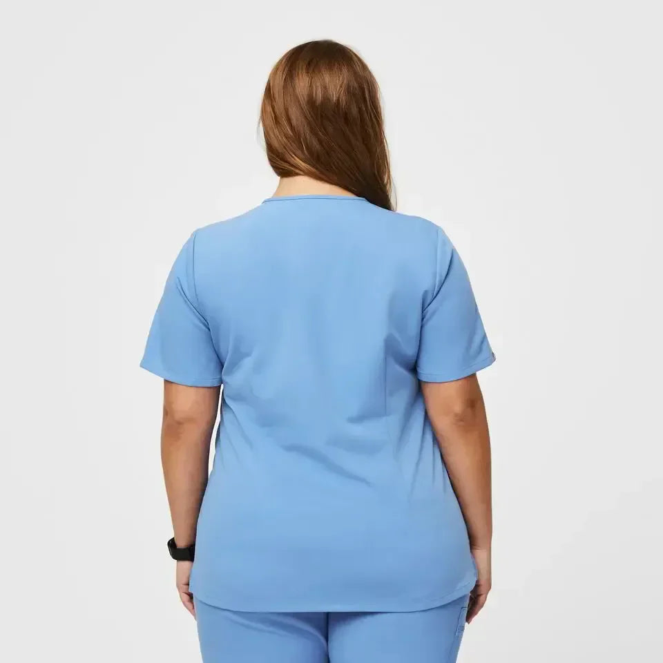 Women's Three-Pocket Scrub Top - Ceil Blue