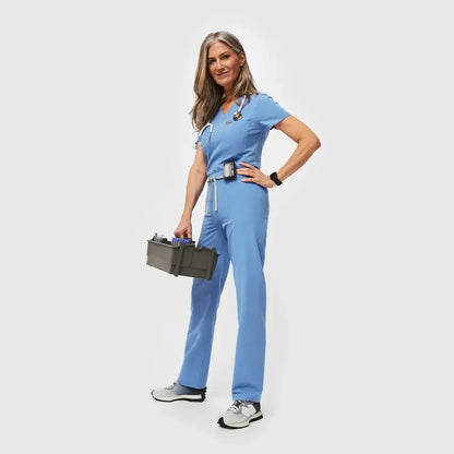 Women's High Waisted Scrub Pants - Ceil Blue