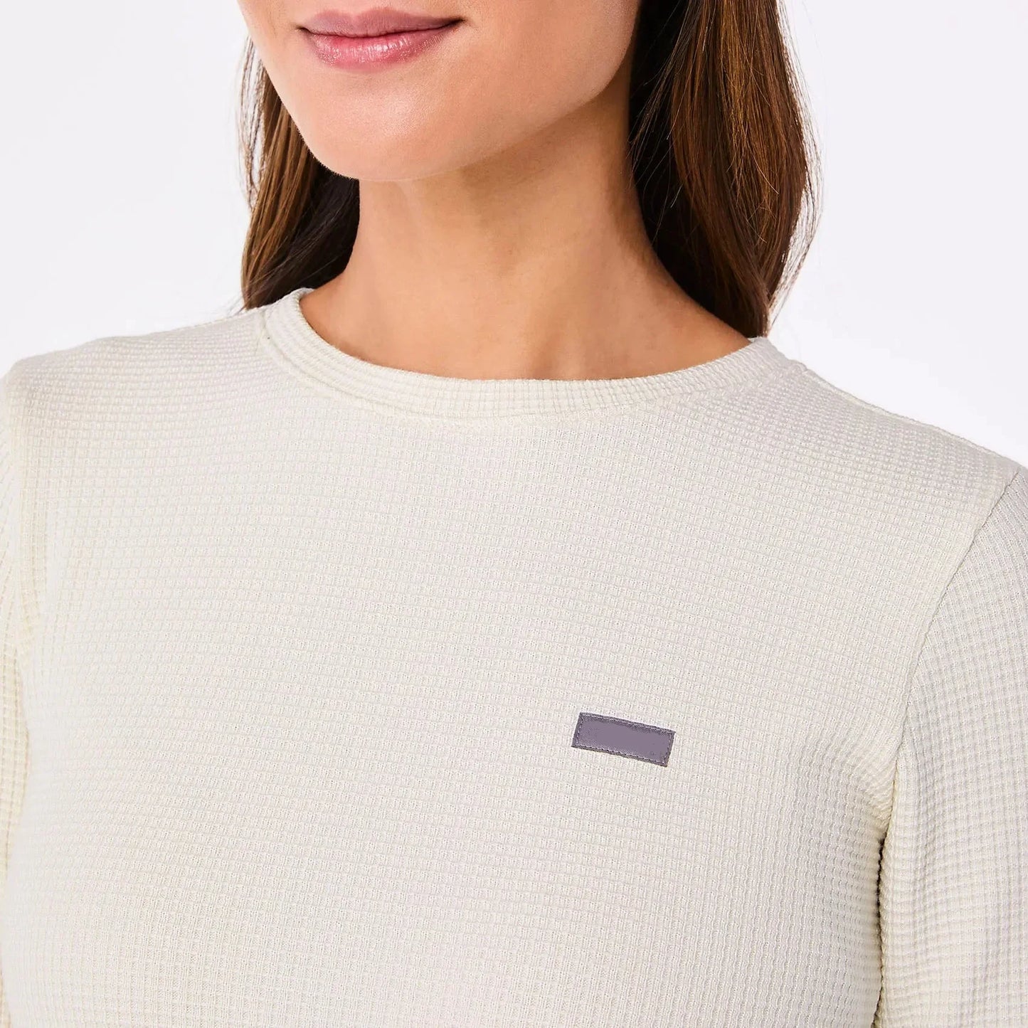 Women's Off-Shift Waffle Crewneck Top - Cream