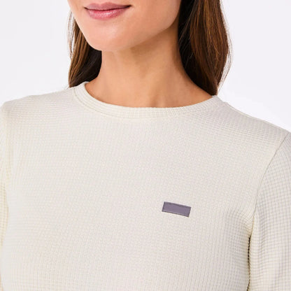 Women's Off-Shift Waffle Crewneck Top - Cream