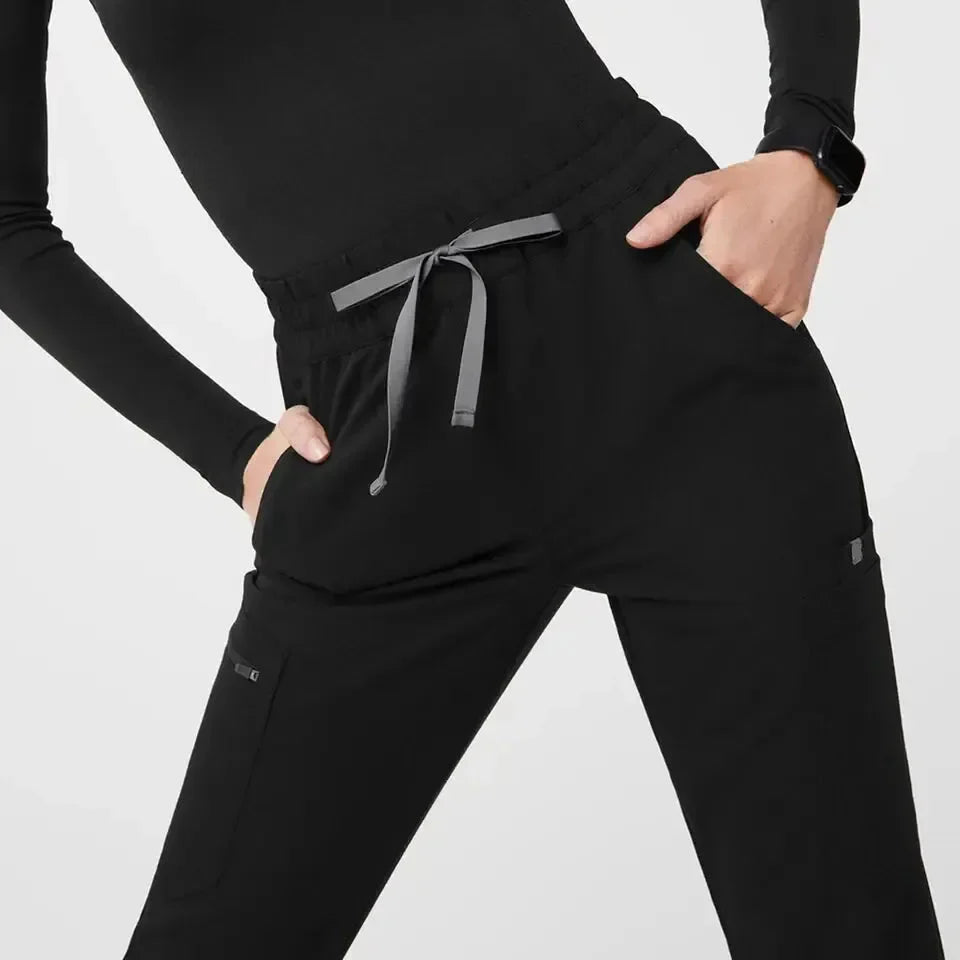 Women's High Waisted Uman Relaxed Jogger Scrub Pants - Black
