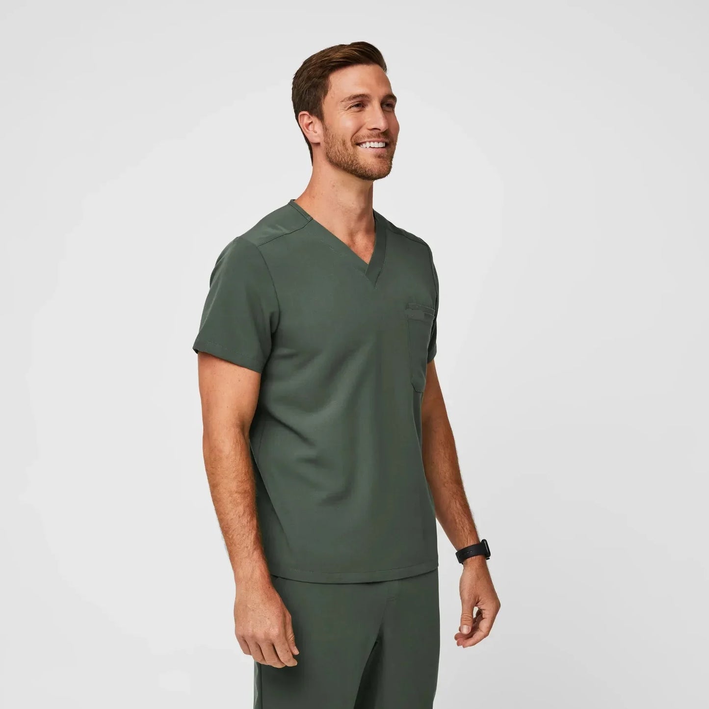 Men's  Three-Pocket Scrub Top - Moss