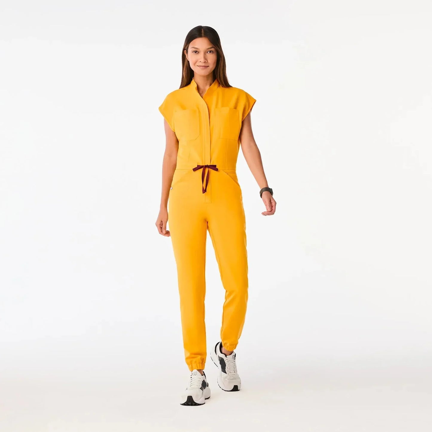 Women's  Cargo ScrubJumpsuit - Emergency Yellow