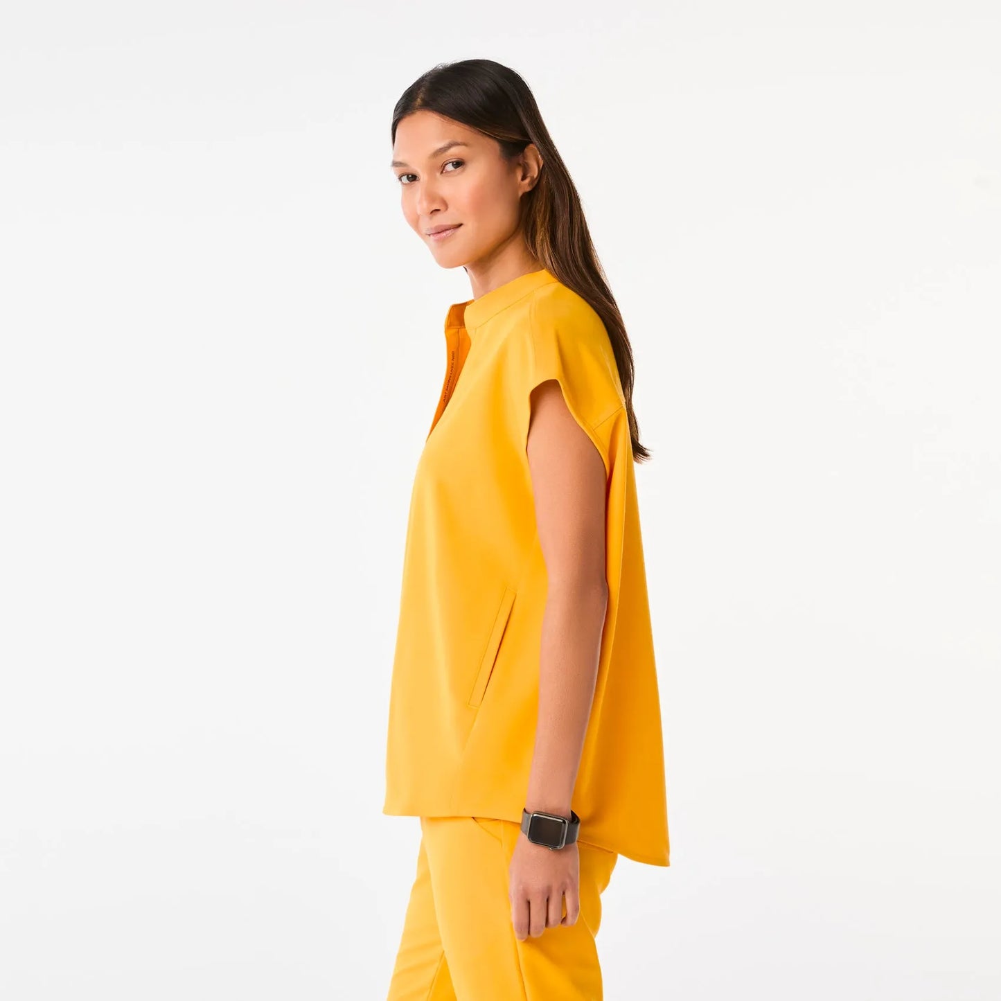 Women's Oversized Scrub Top- Emergency Yellow