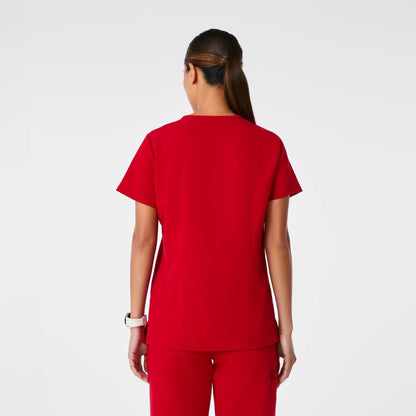 Women's Three-Pocket Scrub Top - Winning Red
