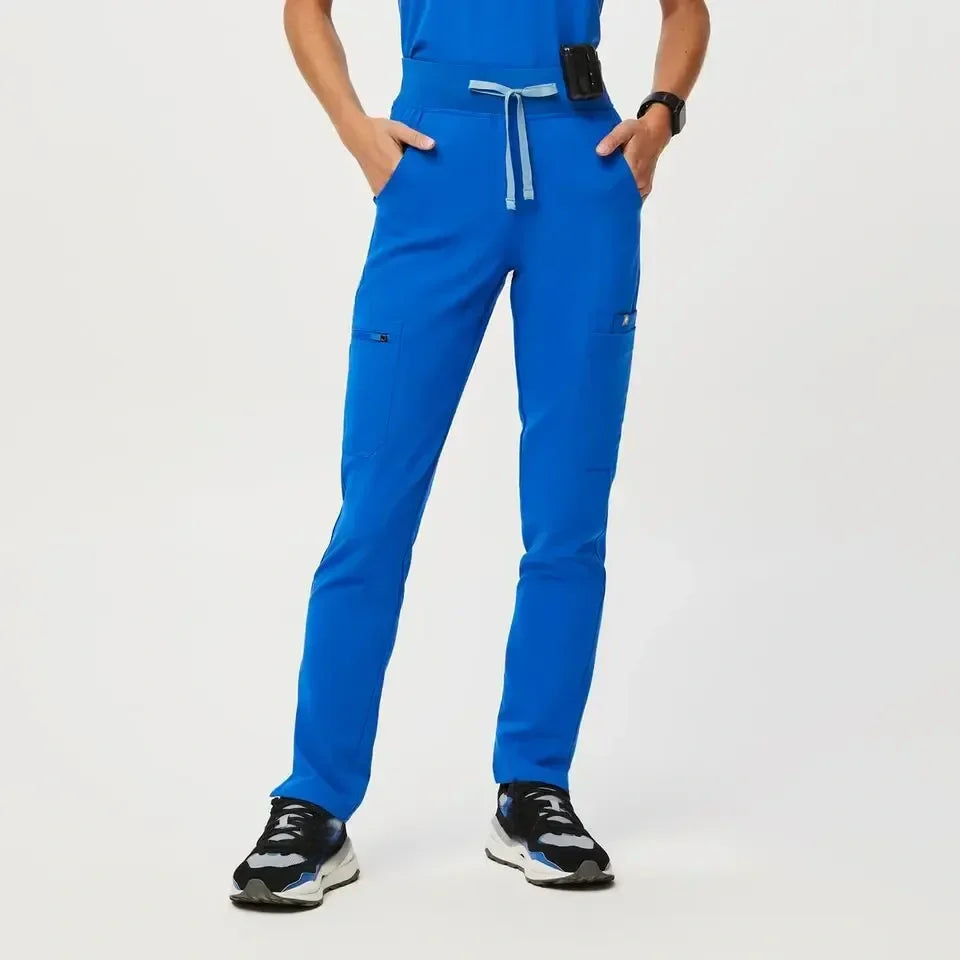 Women's High Waisted  Skinny Scrub Pants - Royal Blue