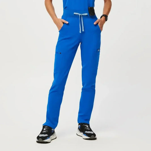 Women's High Waisted  Skinny Scrub Pants - Royal Blue