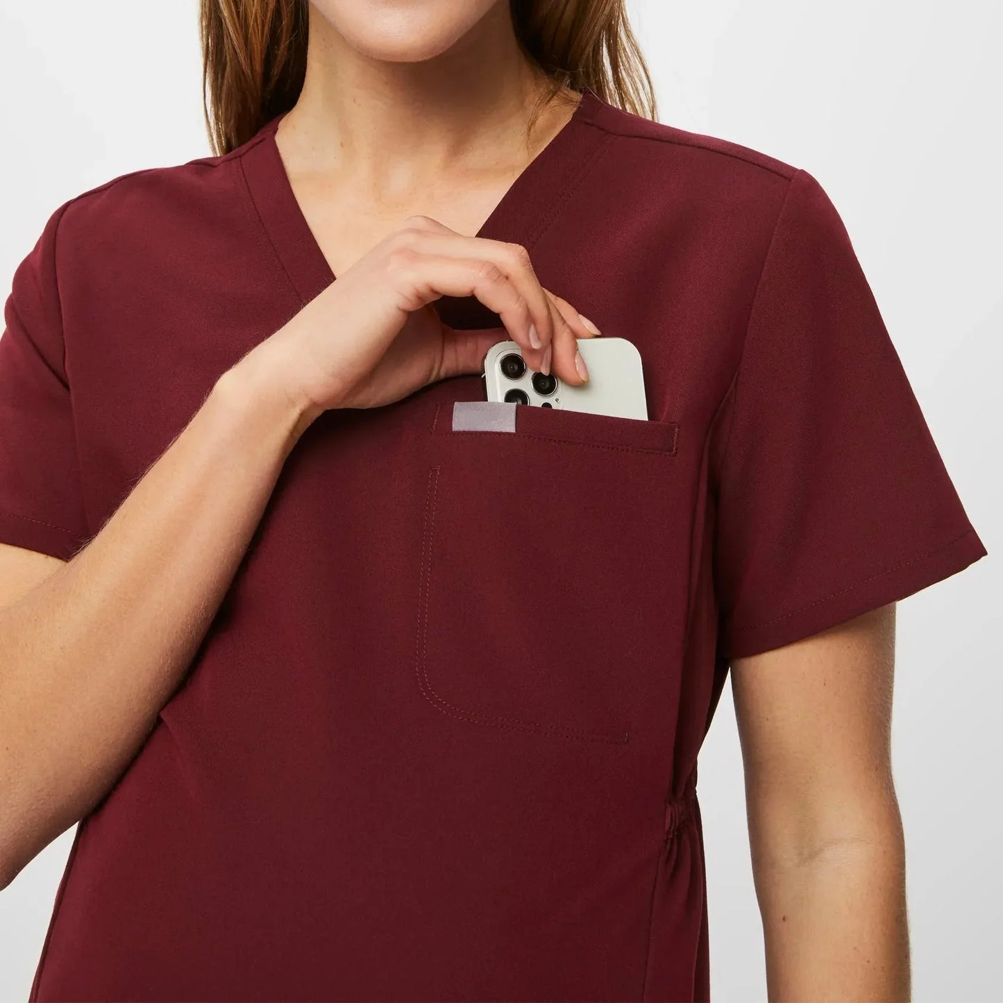 Women's Maternity Scrub Top - Burgundy