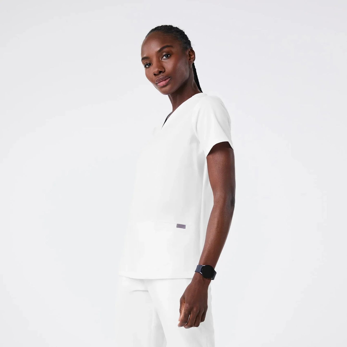 Women's Three-Pocket Scrub Top - Optic White