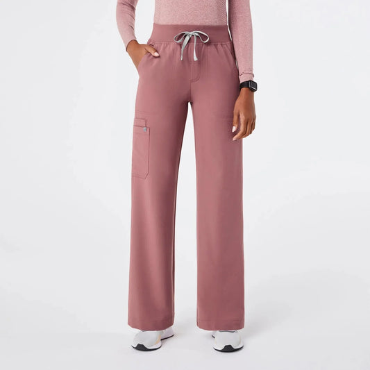 Women's High Waisted Isabel Wide Leg Scrub Pants - Mauve