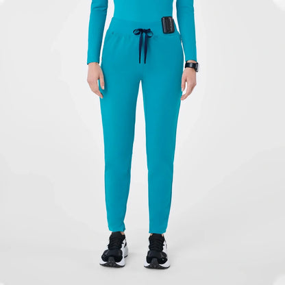 Women's High Waisted Skinny Tapered Scrub Pants - Teal
