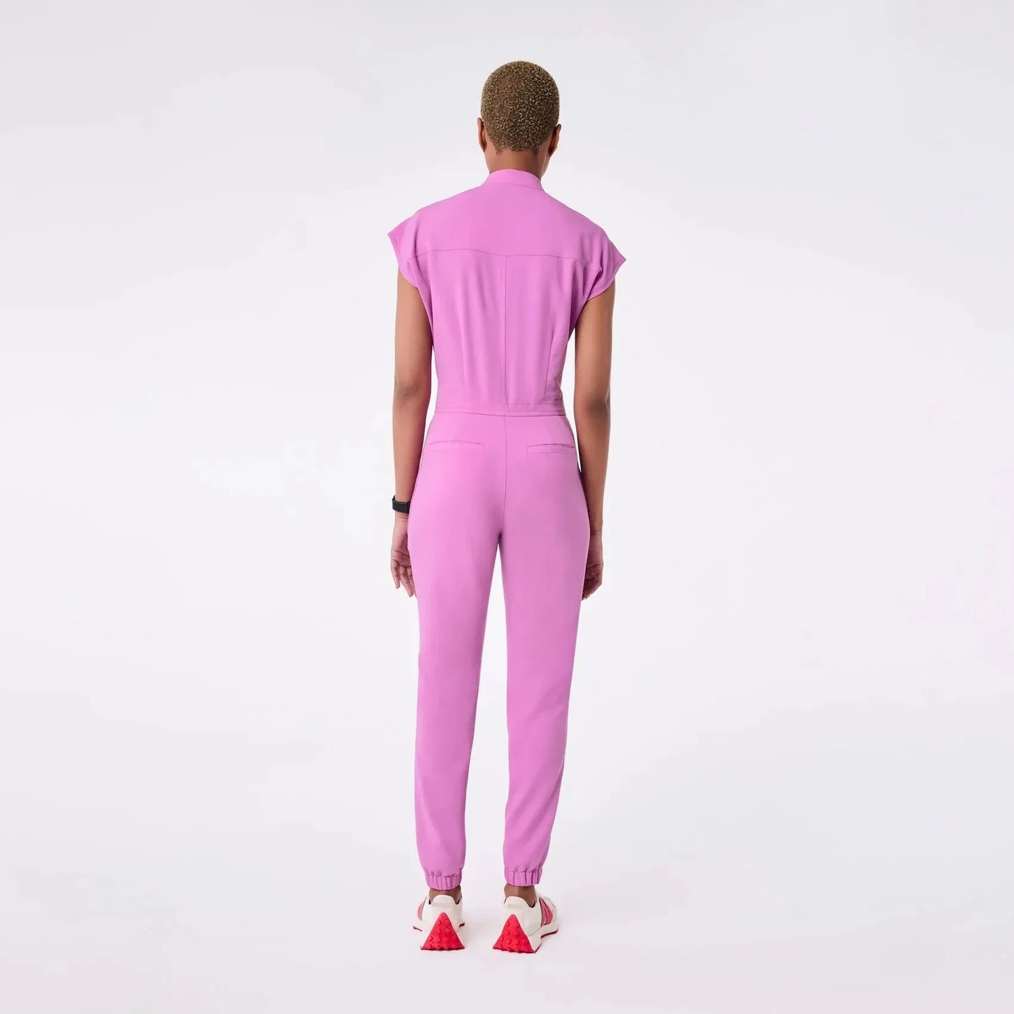 Women's Cargo ScrubJumpsuit- Pink Cloud