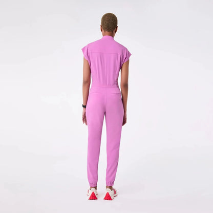 Women's Cargo ScrubJumpsuit- Pink Cloud