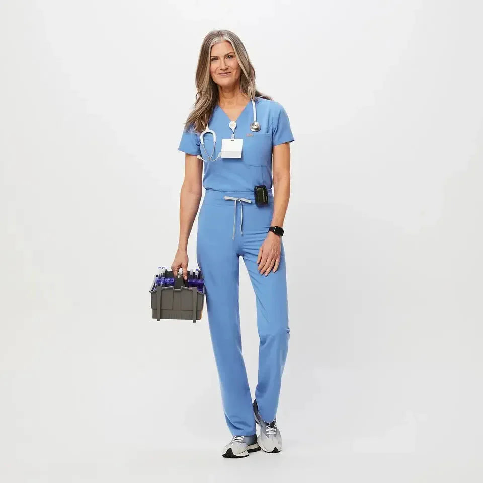 Women's High Waisted Scrub Pants - Ceil Blue