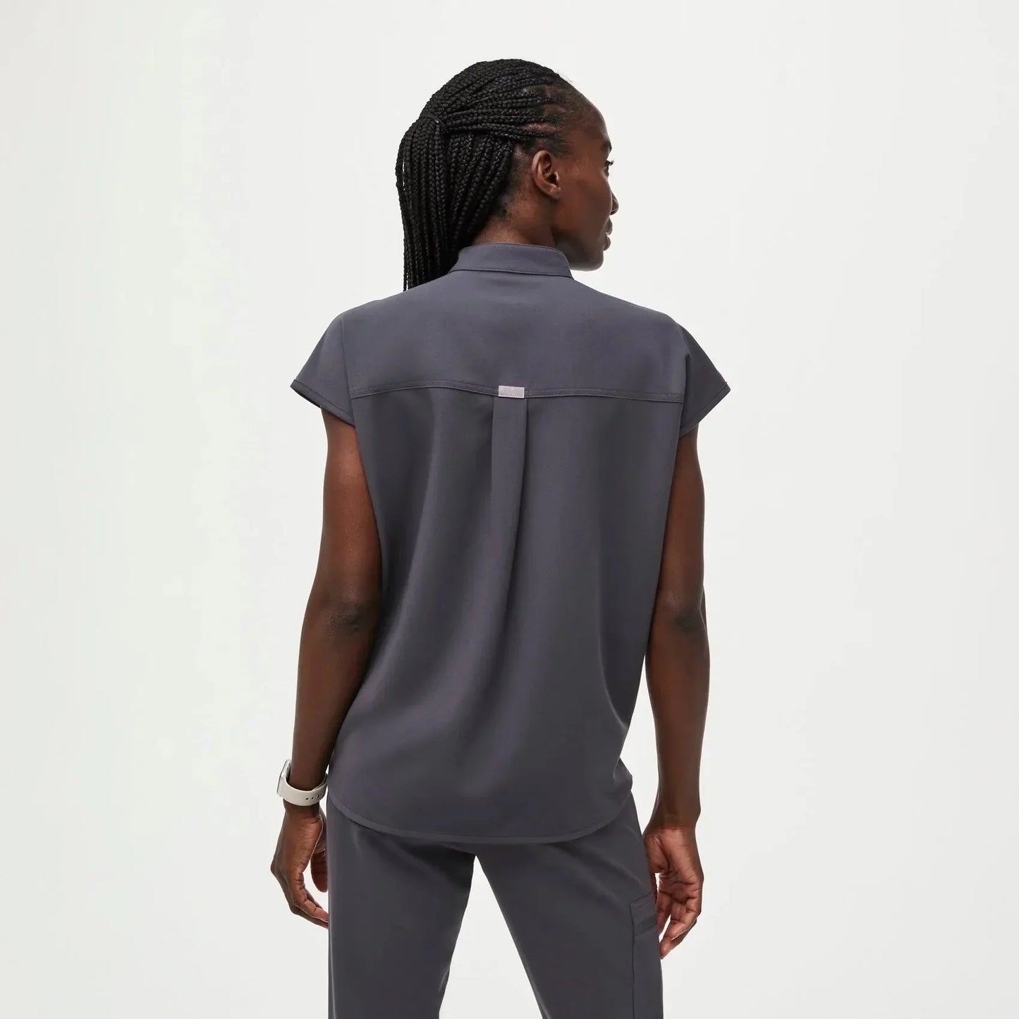 Women's Oversized Scrub Top& - Charcoal