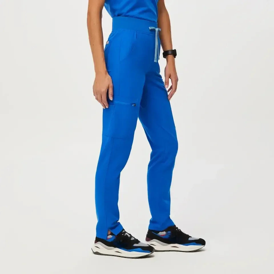 Women's High Waisted  Skinny Scrub Pants - Royal Blue