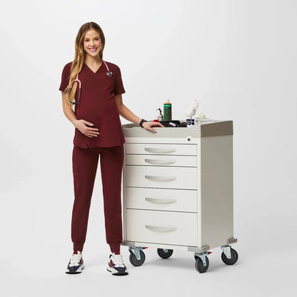 Women's Maternity Scrub Top - Burgundy