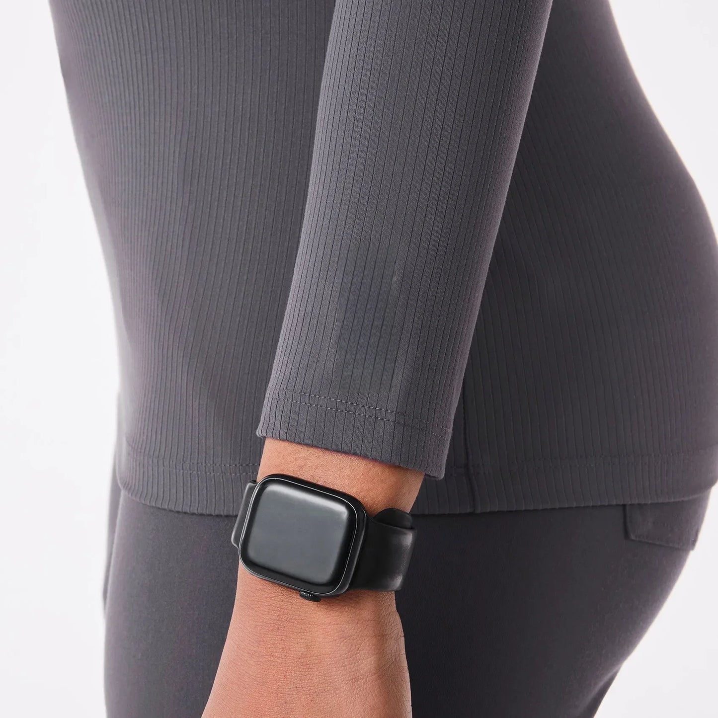 Women's Ribbed Longsleeve Underscrub - Charcoal