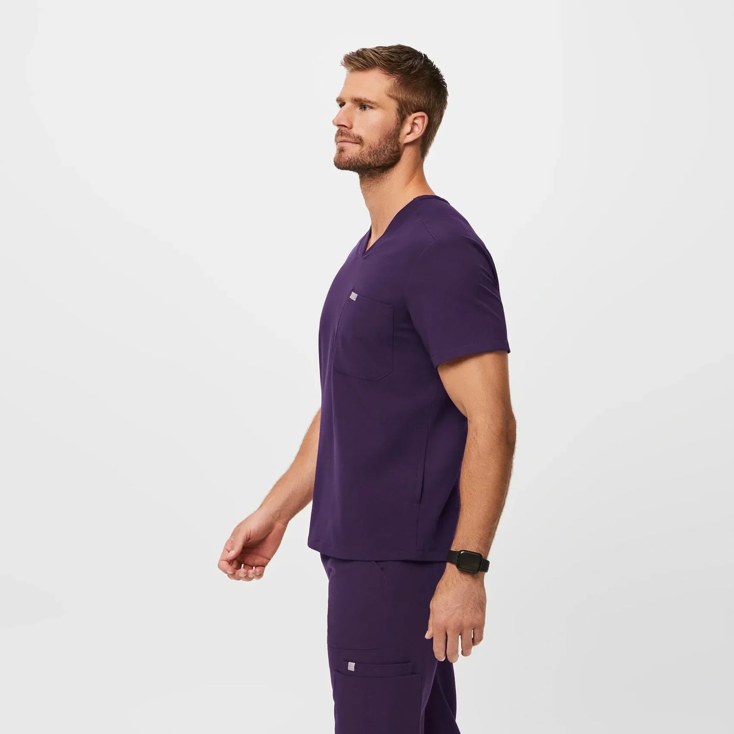 Men's Three-Pocket Scrub Top - Purple Jam