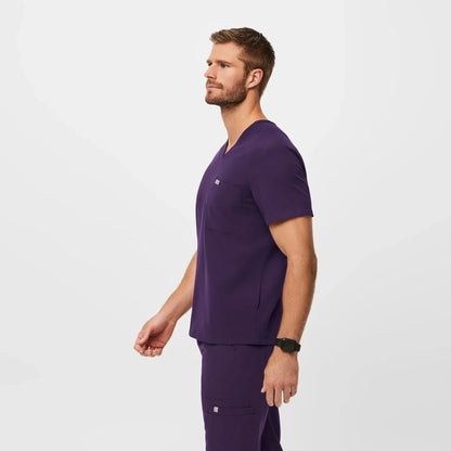 Men's Three-Pocket Scrub Top - Purple Jam