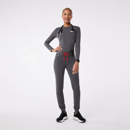 Women's Ribbed Longsleeve Underscrub - Charcoal