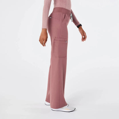 Women's High Waisted Isabel Wide Leg Scrub Pants - Mauve