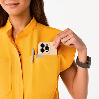 Women's  Cargo ScrubJumpsuit - Emergency Yellow