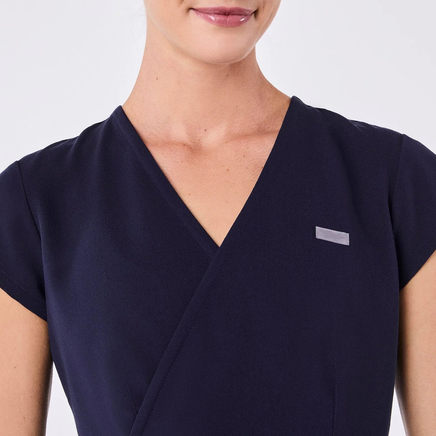 Women's  Slim Peplum Scrub Top - Navy