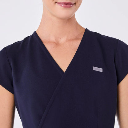 Women's  Slim Peplum Scrub Top - Navy