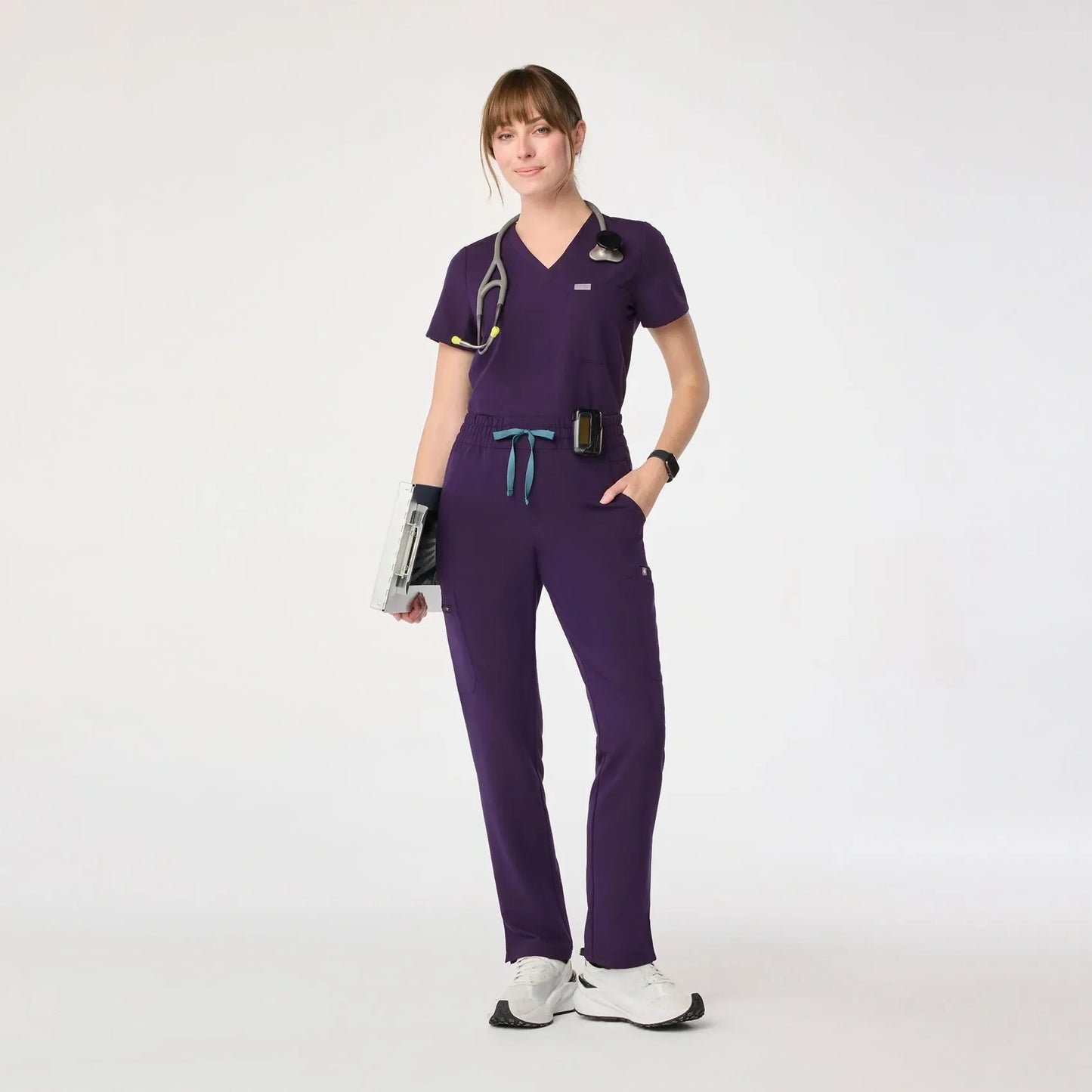 Women's High Waisted Scrub Pants - Purple Jam