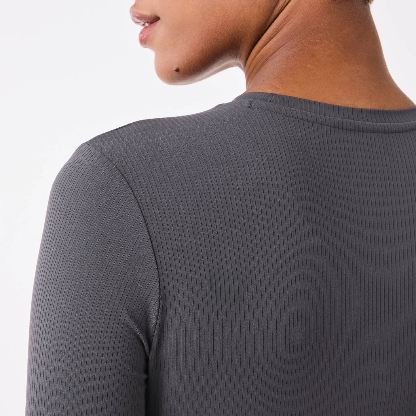Women's Ribbed Longsleeve Underscrub - Charcoal