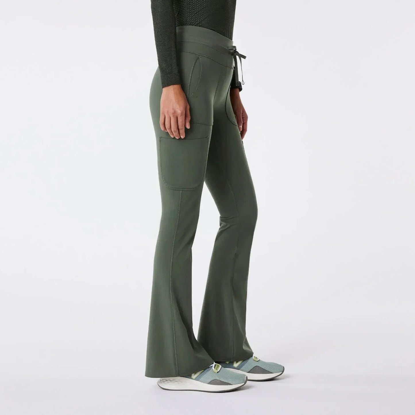 Women's High Waisted Flare ScrubLegging - Moss