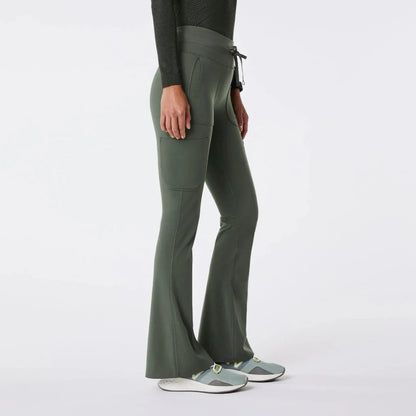 Women's High Waisted Flare ScrubLegging - Moss