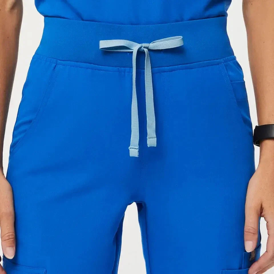 Women's High Waisted  Skinny Scrub Pants - Royal Blue